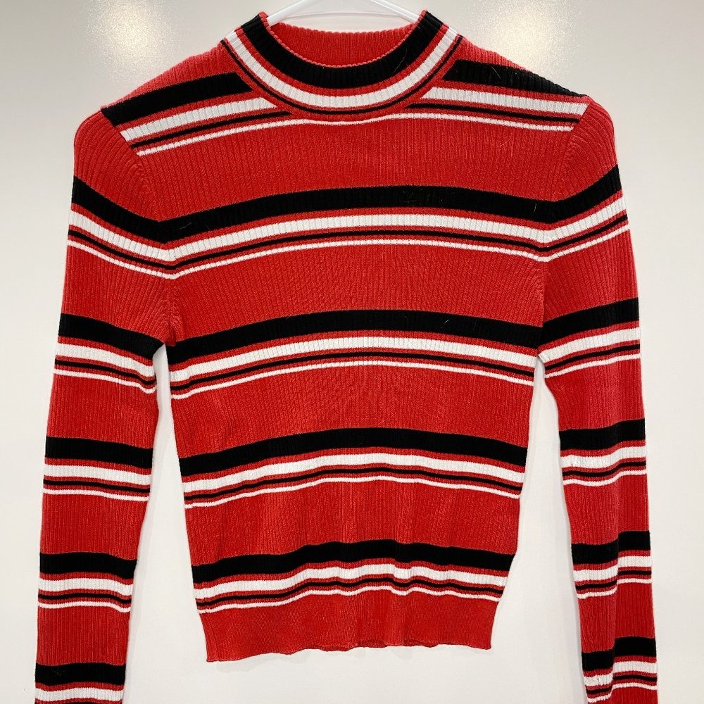 Striped Mock Neck Sweater!